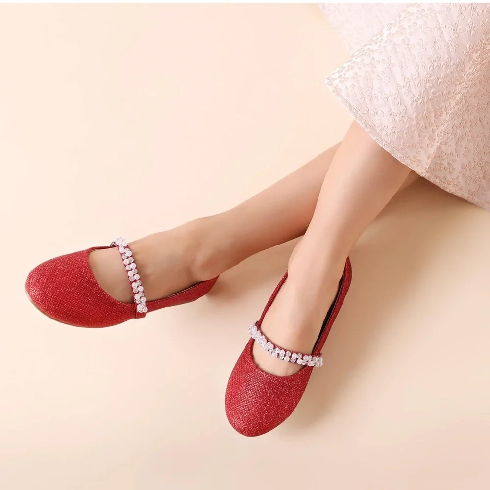 Girls Dream Pairs Red Glitter Kids Shoes